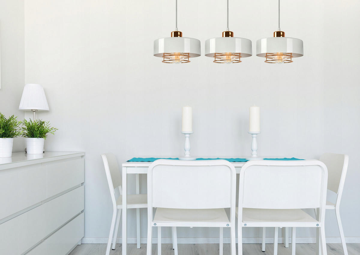 PENDELLEUCHTE EDISON - Goldfarben/Weiß, Metall (20/80/70cm) - kiki design