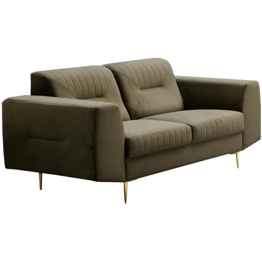 2-SITZER SOFA Venezia olivgrün mit goldenen Beinen - Goldfarben/Olivgrün, Textil (172/85/94cm) - Beautysofa