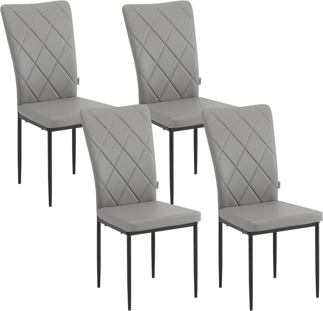 ESSZIMMERSTUHL 4er Set, Kunstleder, Grau - Schwarz/Grau, Kunststoff/Metall (42/94.5/59cm) - Woltu
