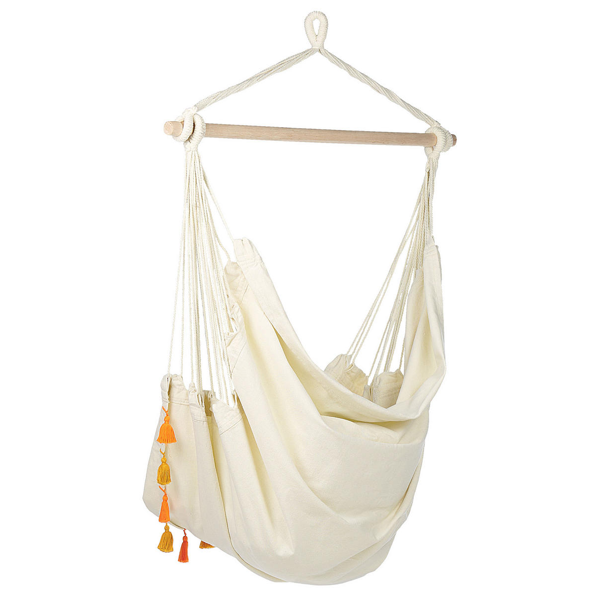 HÄNGESESSEL aus Baumwolle Beige Varena - Beige, Textil (96/125/55cm) - Beliani