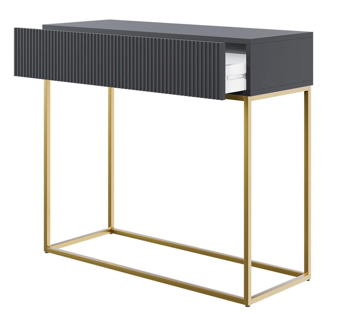 KONSOLENTISCH Veldio Schwarz mit goldenen Beinen 90 cm - Goldfarben/Schwarz, Holzwerkstoff/Metall (35.6/90/79cm) - Selsey