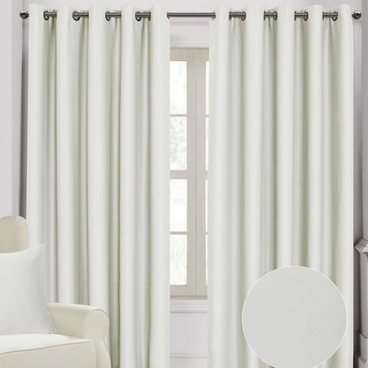 VERDUNKELUNGSVORHÄNGE Fischgrät mit Thermo-Funktion, Ösen 117/228 cm - Creme, Textil (117/228cm) - Homescapes