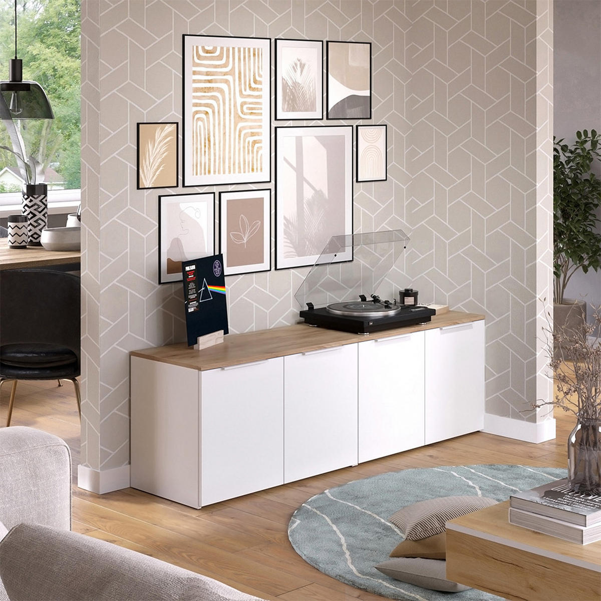 ŽIVÁ STĚNA Wido Bílá/Sonoma - bílá/Sonoma dub, kompozitní dřevo (80/50/40cm) - Vicco