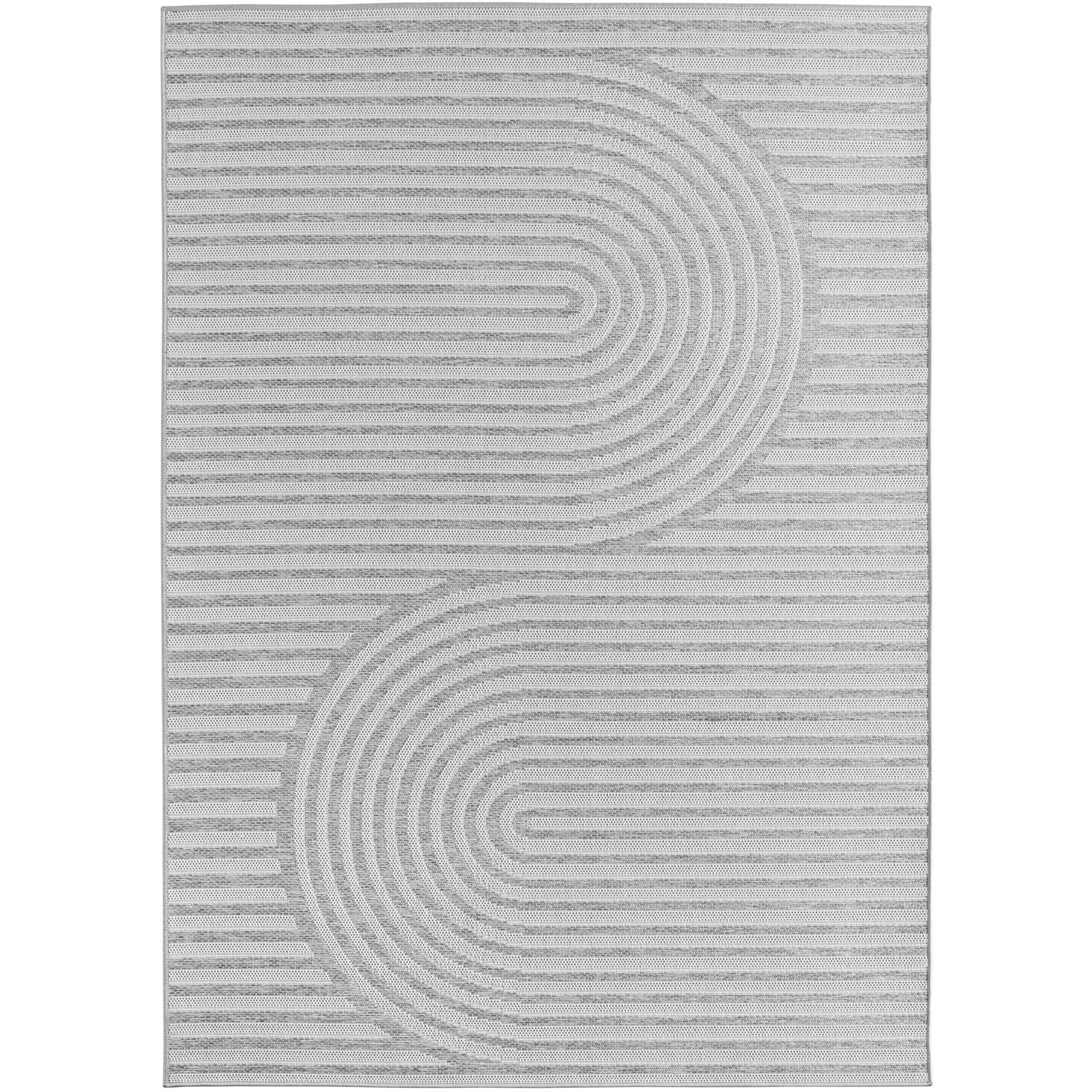 TEPPICH Outdoor Flachgewebe Boho Muster Polypropylen Balkon Grau Rechteckig 160x230 - Grau, Textil (160/230cm) - KADIMA DESIGN