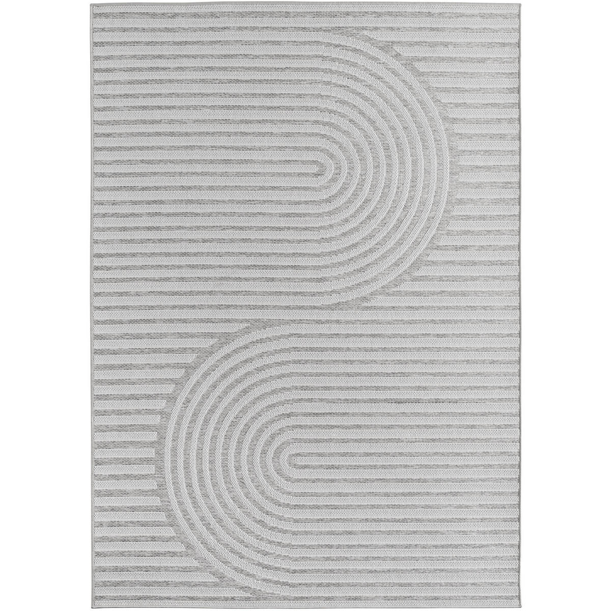 TEPPICH Outdoor Flachgewebe Boho Muster Polypropylen Balkon Grau Rechteckig 160x230 - Grau, Textil (160/230cm) - KADIMA DESIGN