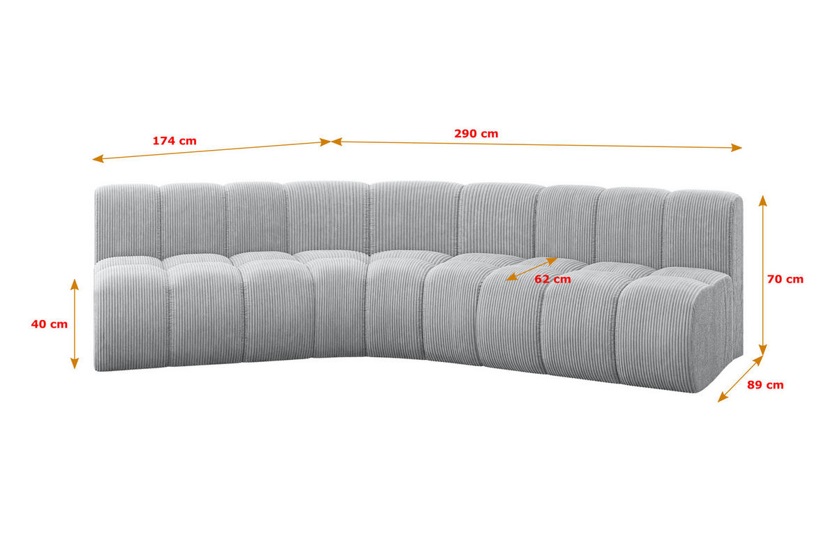 ECKSOFA modulares Sofa Montra-L1 - 290x174x70 cm Grau - Grau, Holzwerkstoff/Textil (290/174cm) - ALTDECOR