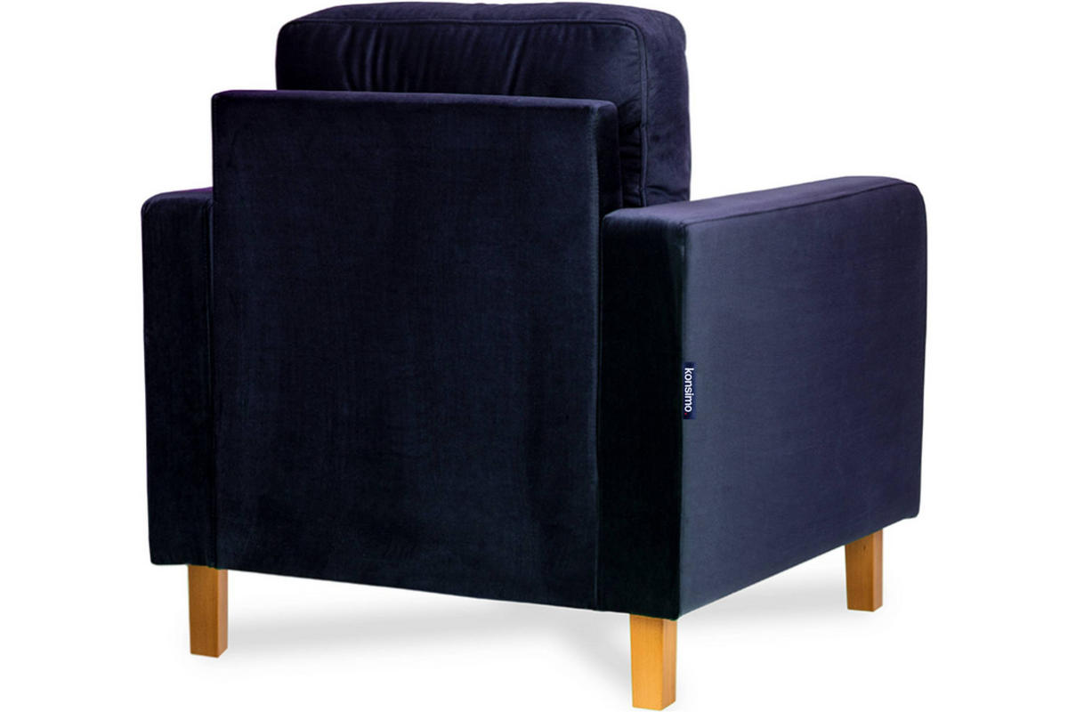 SESSEL ERISO mit Armlehnen und angenehmer Stoff zum Anfassen, Velour-Stoff, marineblau - Blau/Braun, Textil (80/75/75cm) - KONSIMO®