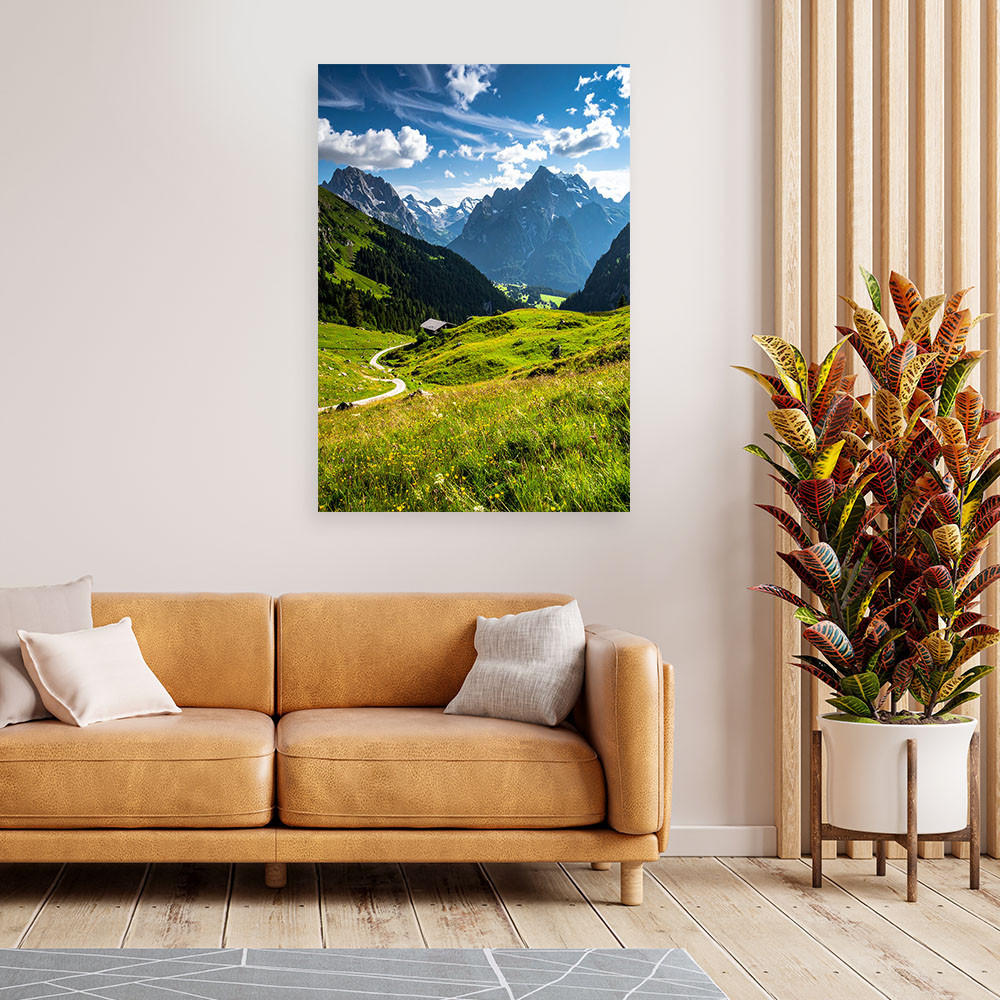 LEINWANDBILD Landschaft Berge Täler Natur 80x120cm - Grün, Textil (80/120cm) - Feeby