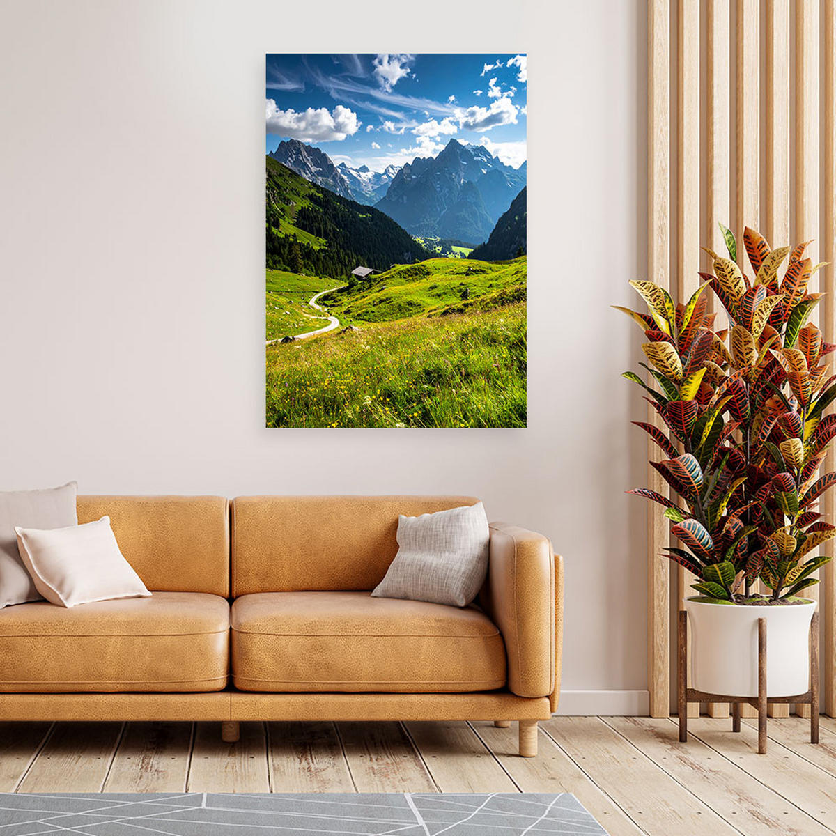 LEINWANDBILD Landschaft Berge Täler Natur 80x120cm - Grün, Textil (80/120cm) - Feeby