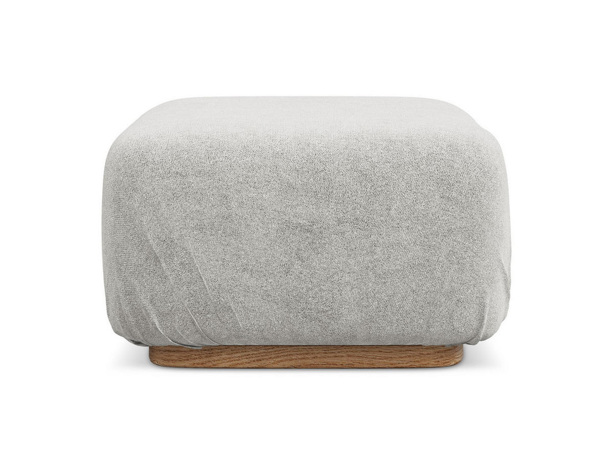 POUF Bouclé Stoff Grau - Silberfarben/Braun, Holz/Textil (83/95/41cm) - Makamii