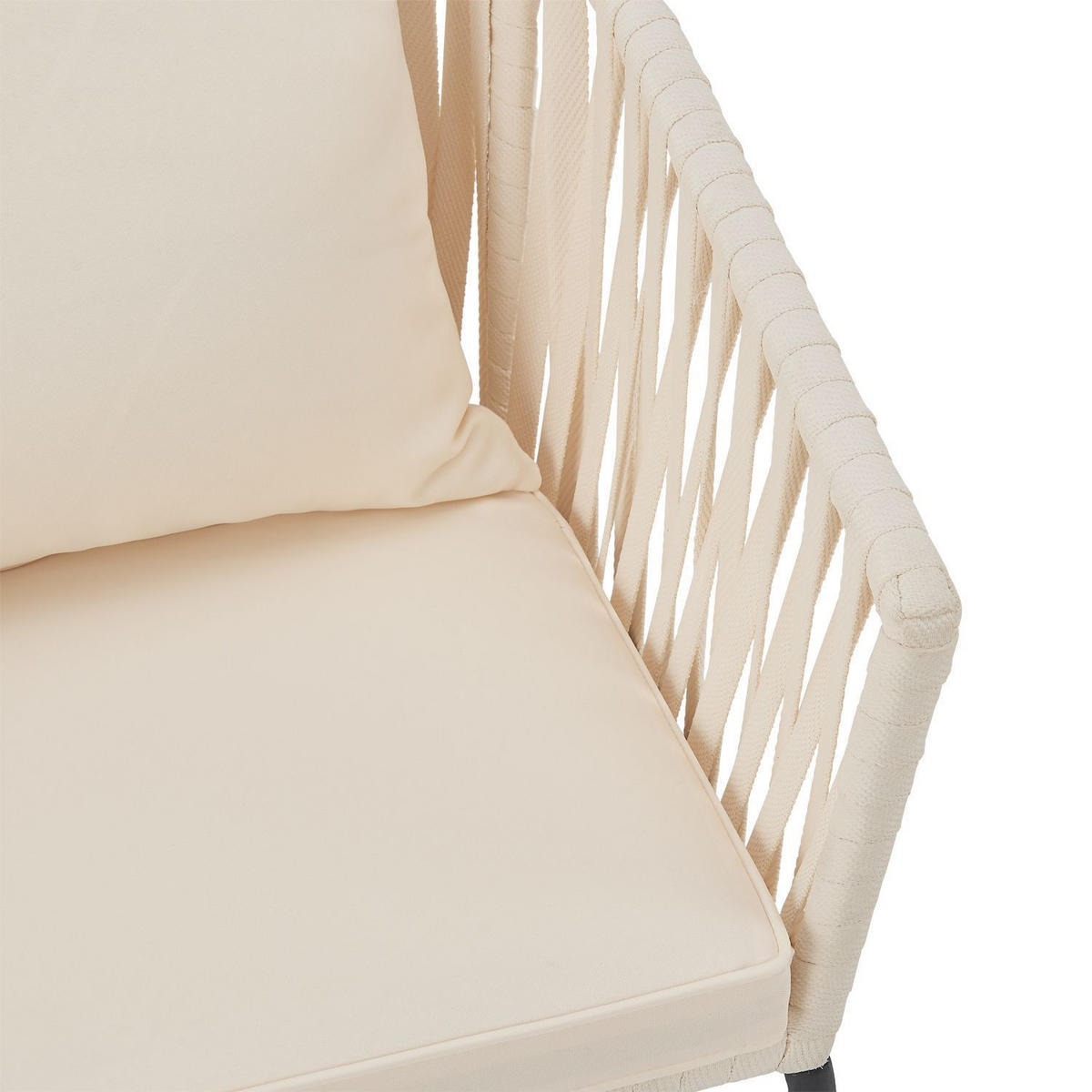 GARTENSTUHL Rope beige inkl. Kissen (2er-Set) - Beige, Metall (58/80/58cm) - Juskys