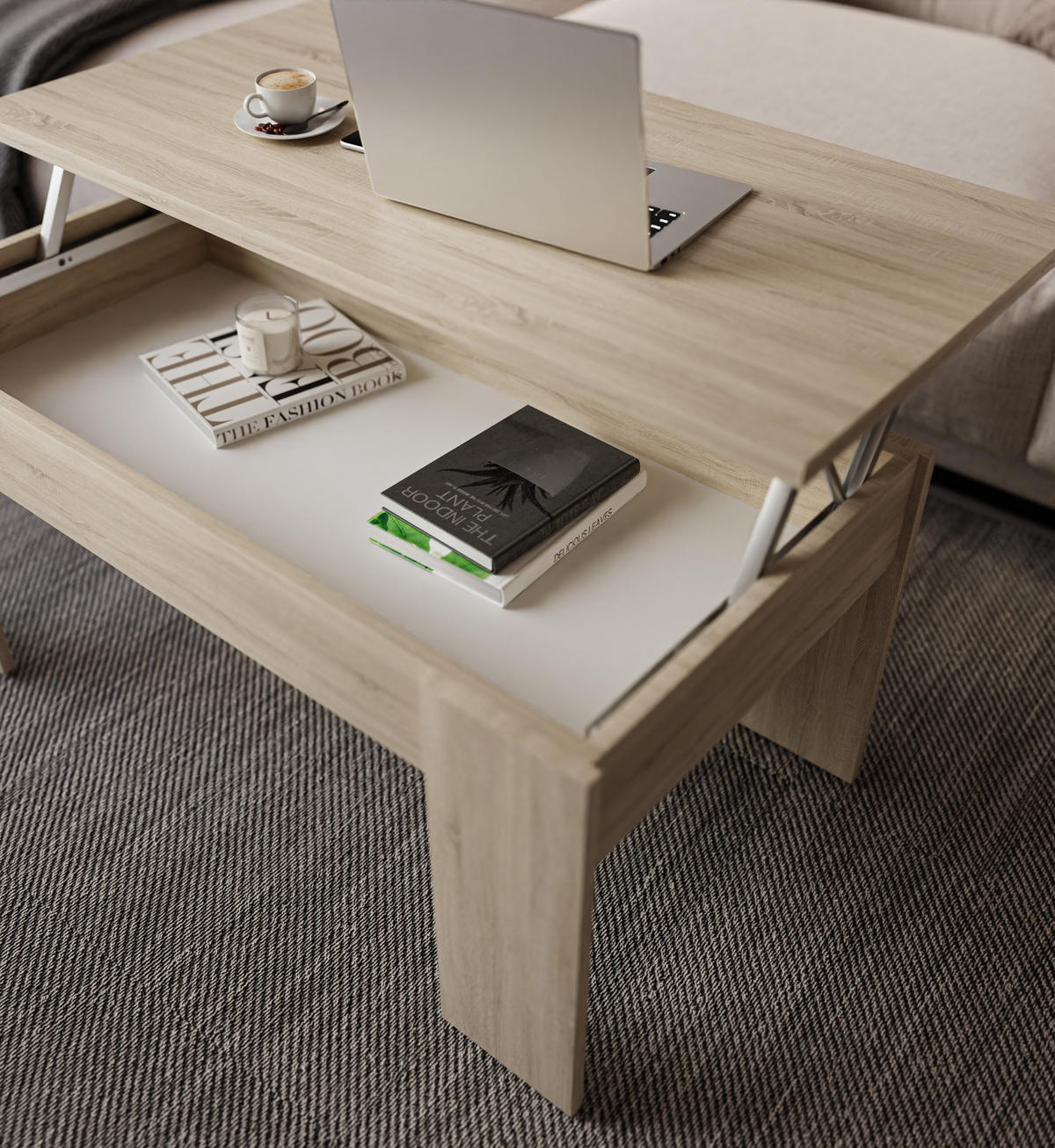 AUSZIEHBARER Couchtisch APERTO, Eiche Sonoma - Eichefarben, Holzwerkstoff (100/45/50cm) - Lookway