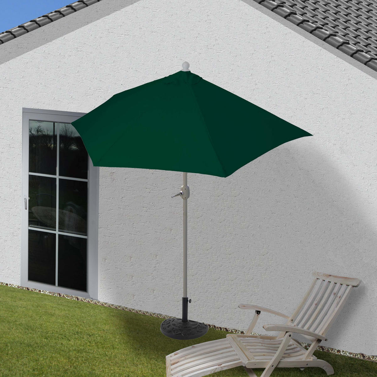 SONNENSCHIRM HALBRUND UV 50+ Grün - Grün, Textil (285/145cm) - MCW