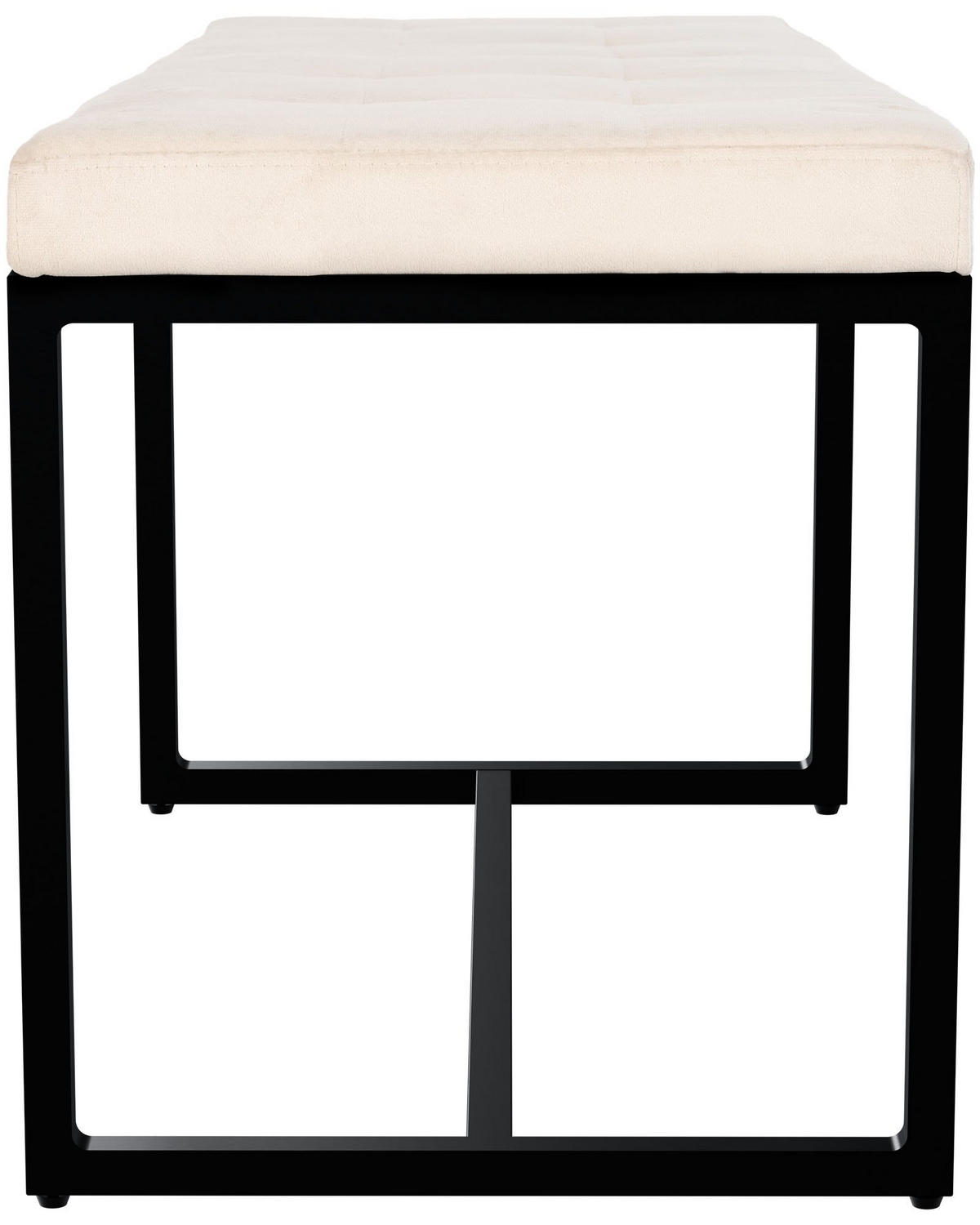 SITZBANK 100/40 cm Samt creme - Creme/Schwarz, Textil/Metall (100/48/40cm) - CLP