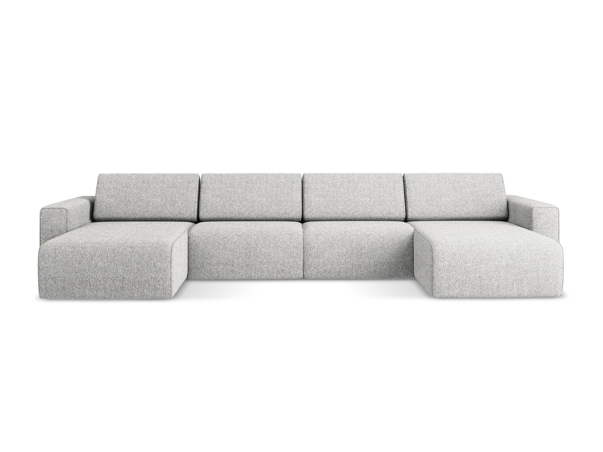 WOHNLANDSCHAFT Strukturstoff Stoff Grau - Beige/Silberfarben, Kunststoff/Textil (404/80/167cm) - Makamii