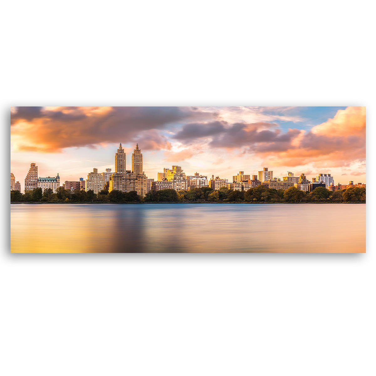 WANDBILD sonnenuntergang über der stadt - Beige, Textil (90/30cm) - Feeby