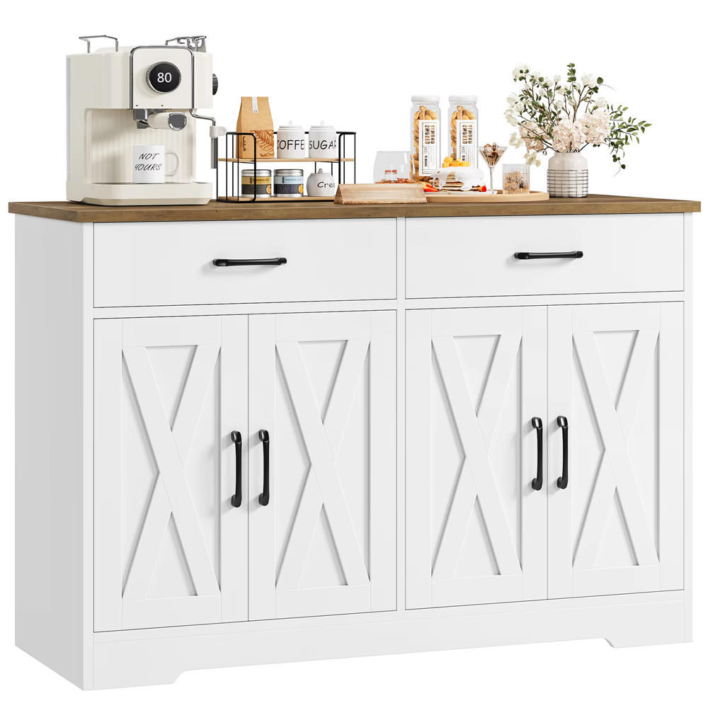 SIDEBOARD 120x81x40 cm Küchenschrank mit 2 Schubladen, weiß - Weiß, Holz (120/81/40cm) - Coonoor