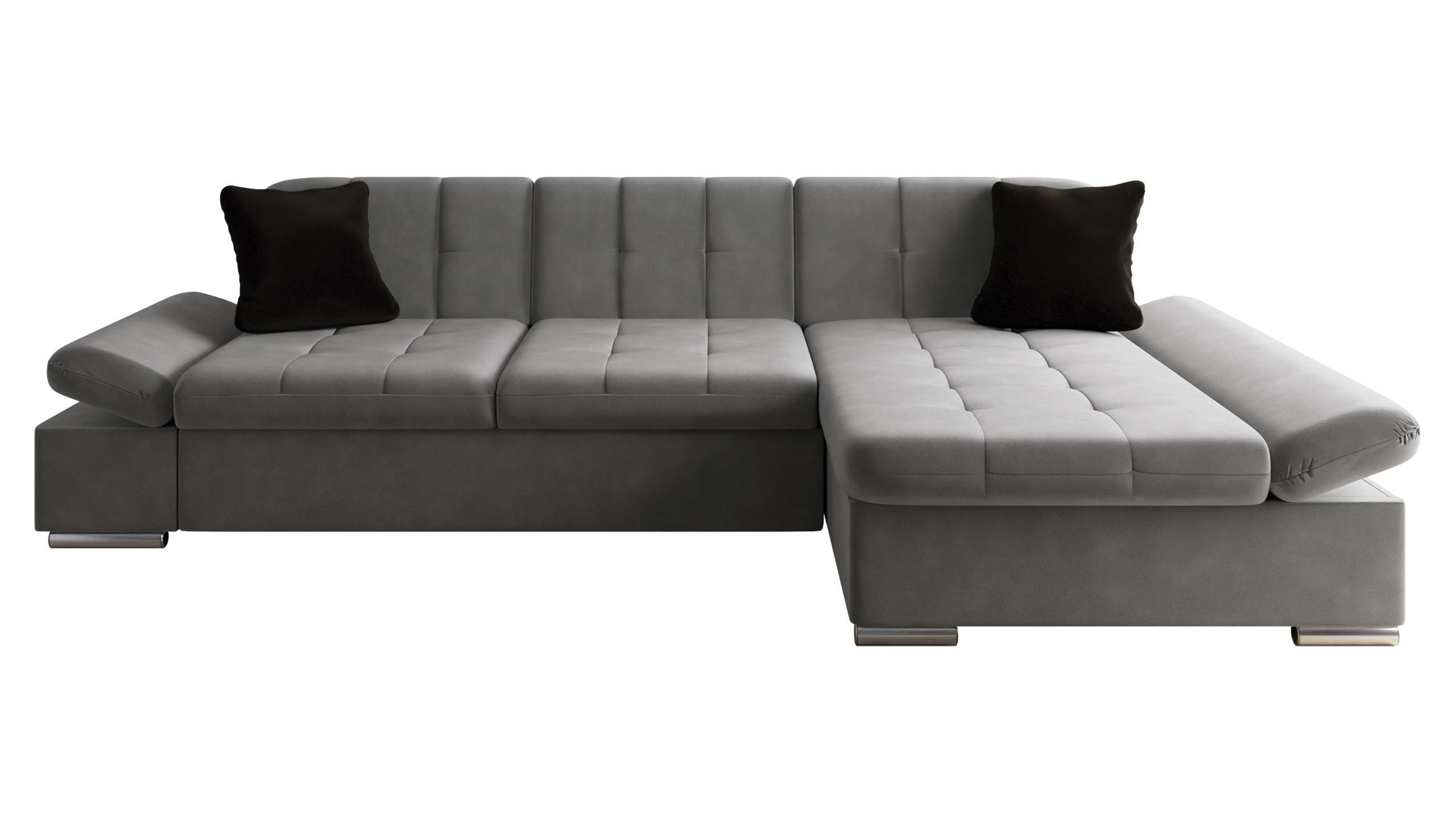 ECKSOFA Malwi, Seite: Rechts - Alufarben/Schwarz, Holz/Textil (278/161cm) - MIRJAN24