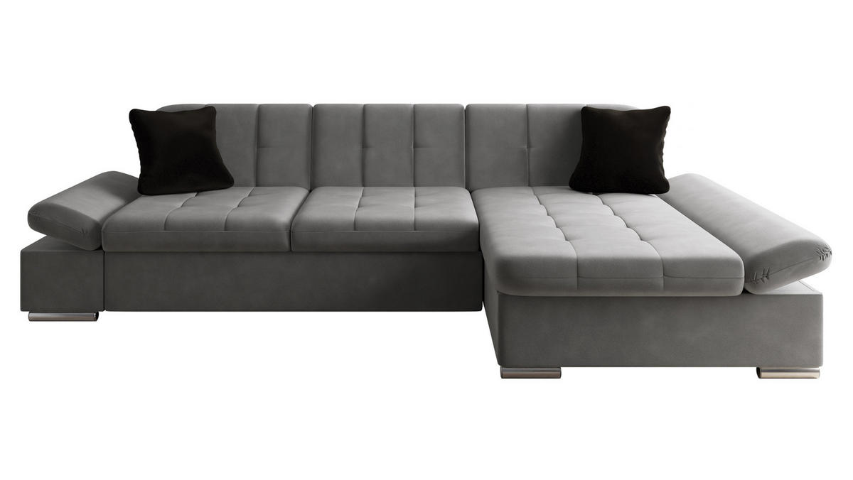 ECKSOFA Malwi, Seite: Rechts - Alufarben/Schwarz, Holz/Textil (278/161cm) - MIRJAN24