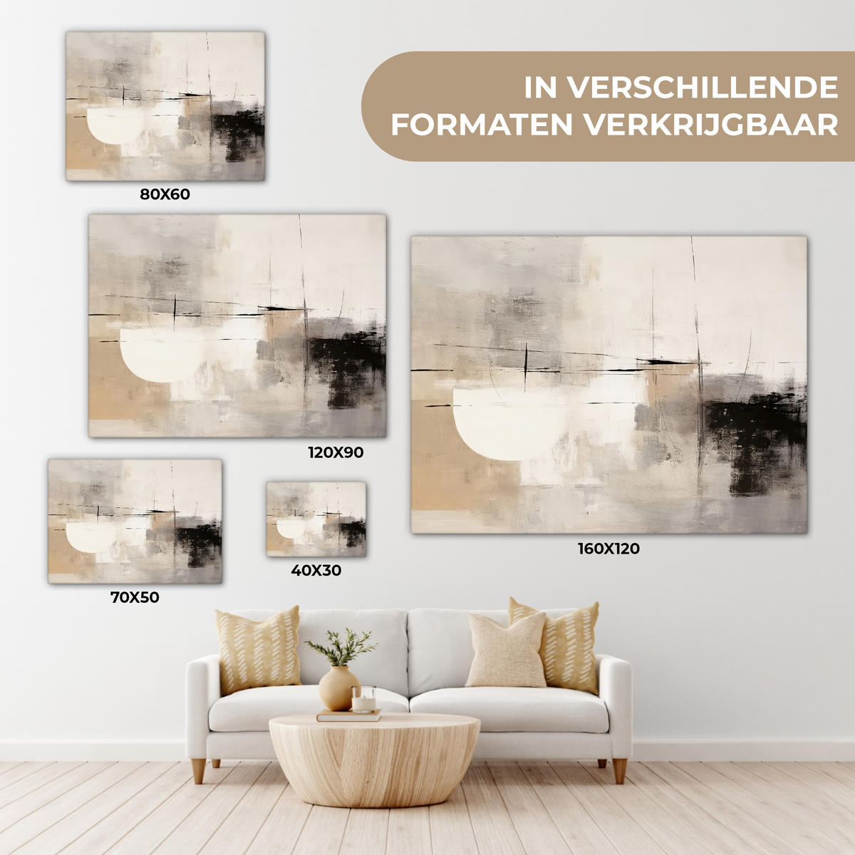 LEINWANDBILD Abstrakt - Kunst - Grau 40x30 cm - Hellgrau, Textil (40/30cm) - MuchoWow