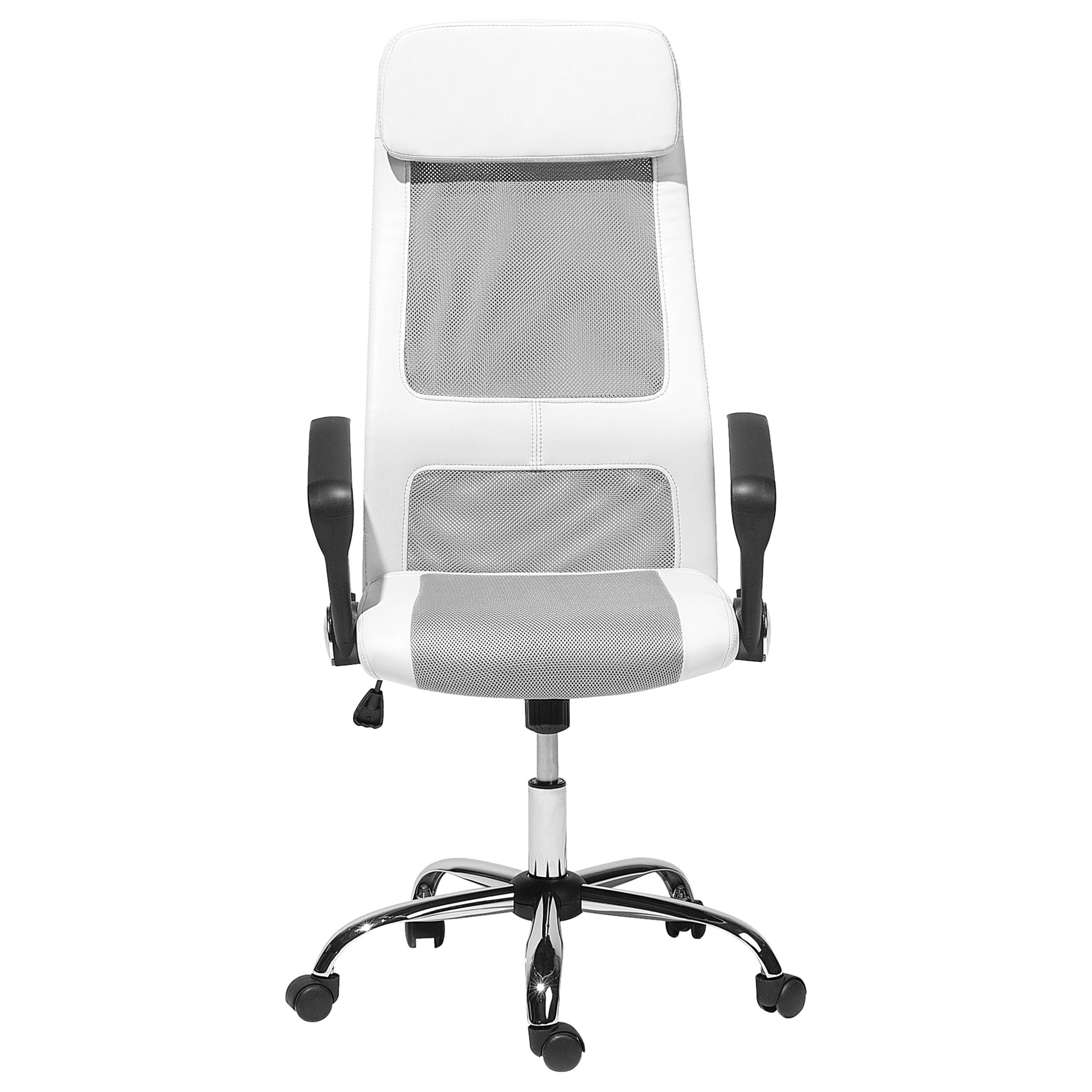 BÜROSTUHL Kunstleder Weiß Pioneer - Weiß, Kunststoff/Textil (63/118/63cm) - Beliani