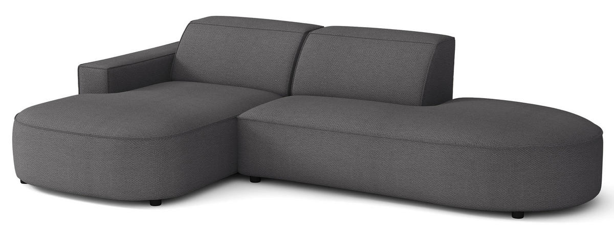 ECKSOFA Sallmo L-Form, 3-Sitzer, links 276 cm - Dunkelgrau/Schwarz, Kunststoff/Textil (276/166cm) - Selsey
