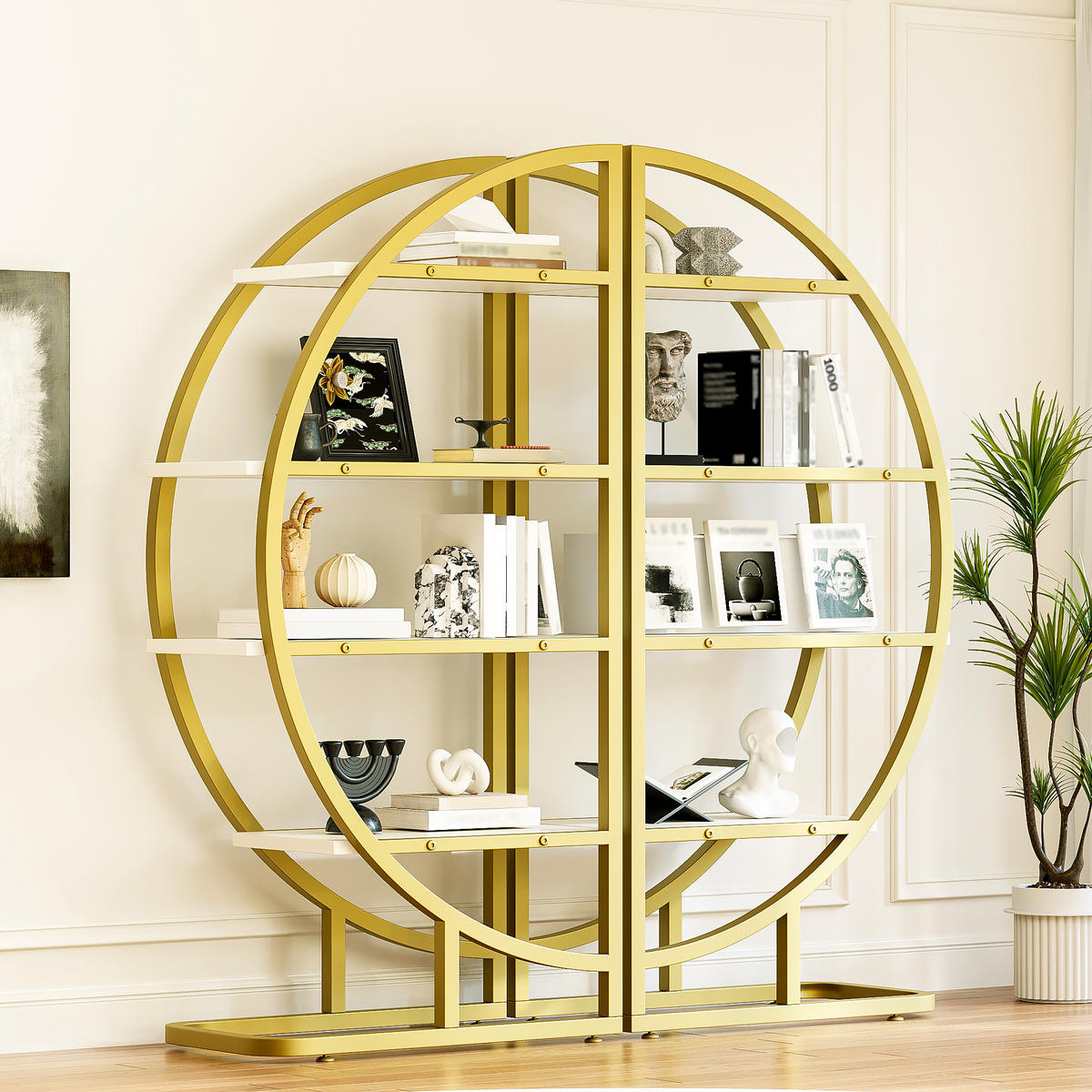 REGAL 120cm Gold Metall Bogen MDF modular modern - Multicolor, Metall (120/130/30cm) - FLIEKS