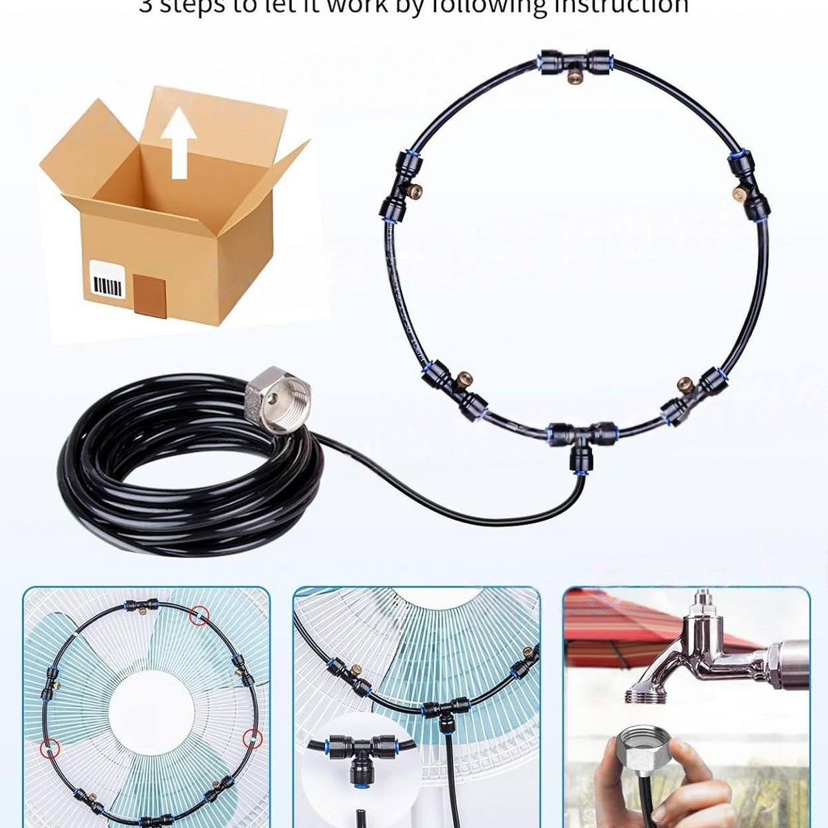 BEWÄSSERUNGSSYSTEM Ventilator-Nebelsystem 20 Zoll, 20m，Ventilator nicht im Lieferumfang enthalten - Schwarz, Kunststoff (500/1/1cm) - Weltevree