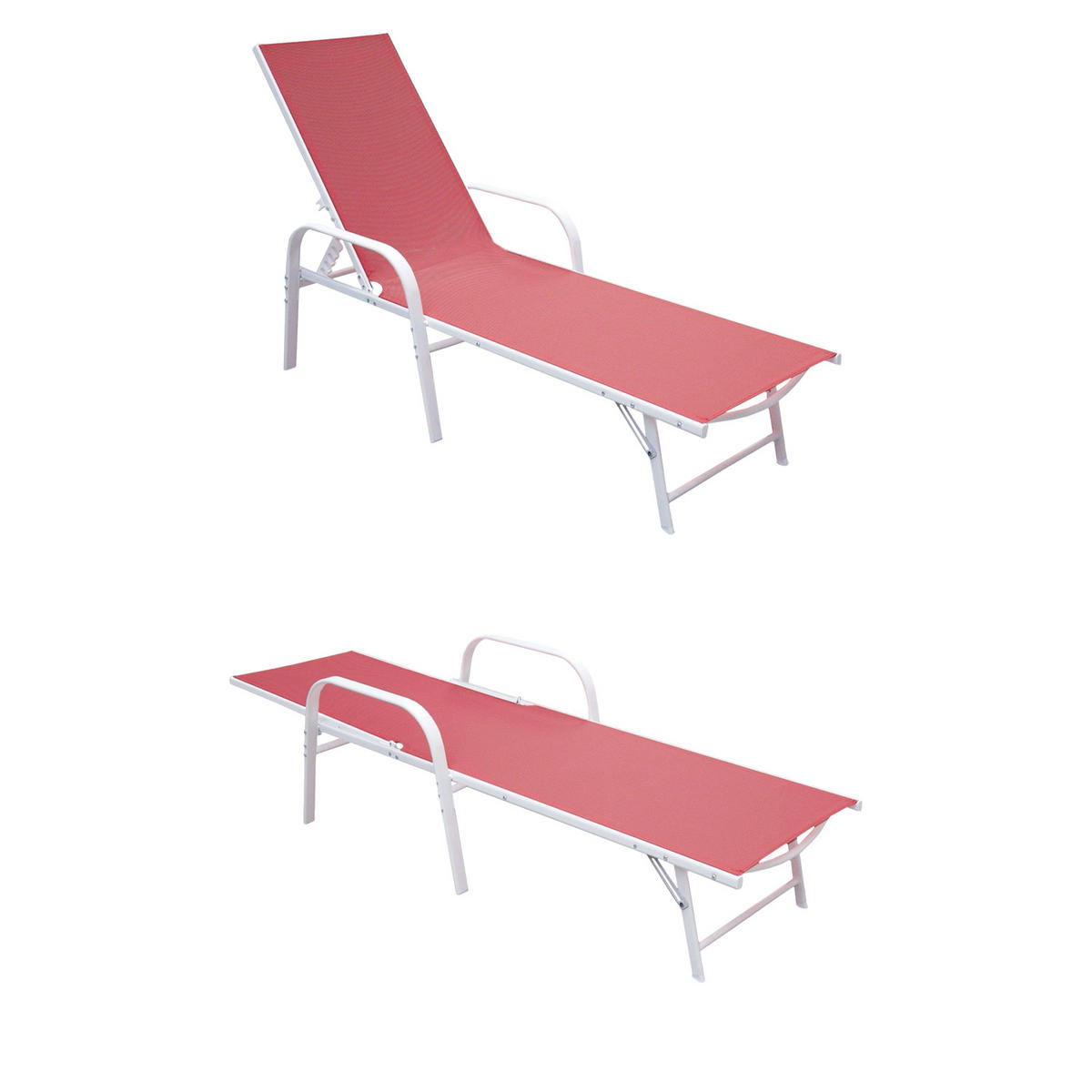 SONNENLIEGEN Sardinia Rosa und Weiß 2er-Set - Rosa, Kunststoff (60.5/87.5/192.5cm) - Happy Garden