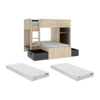 ETAGENBETT - 2 -Sitzer - Holzspan - anthrazitgrau, naturfarben hell - RICARDO - Anthrazit/Naturfarben, Holz (111/255cm) - Vente-Unique