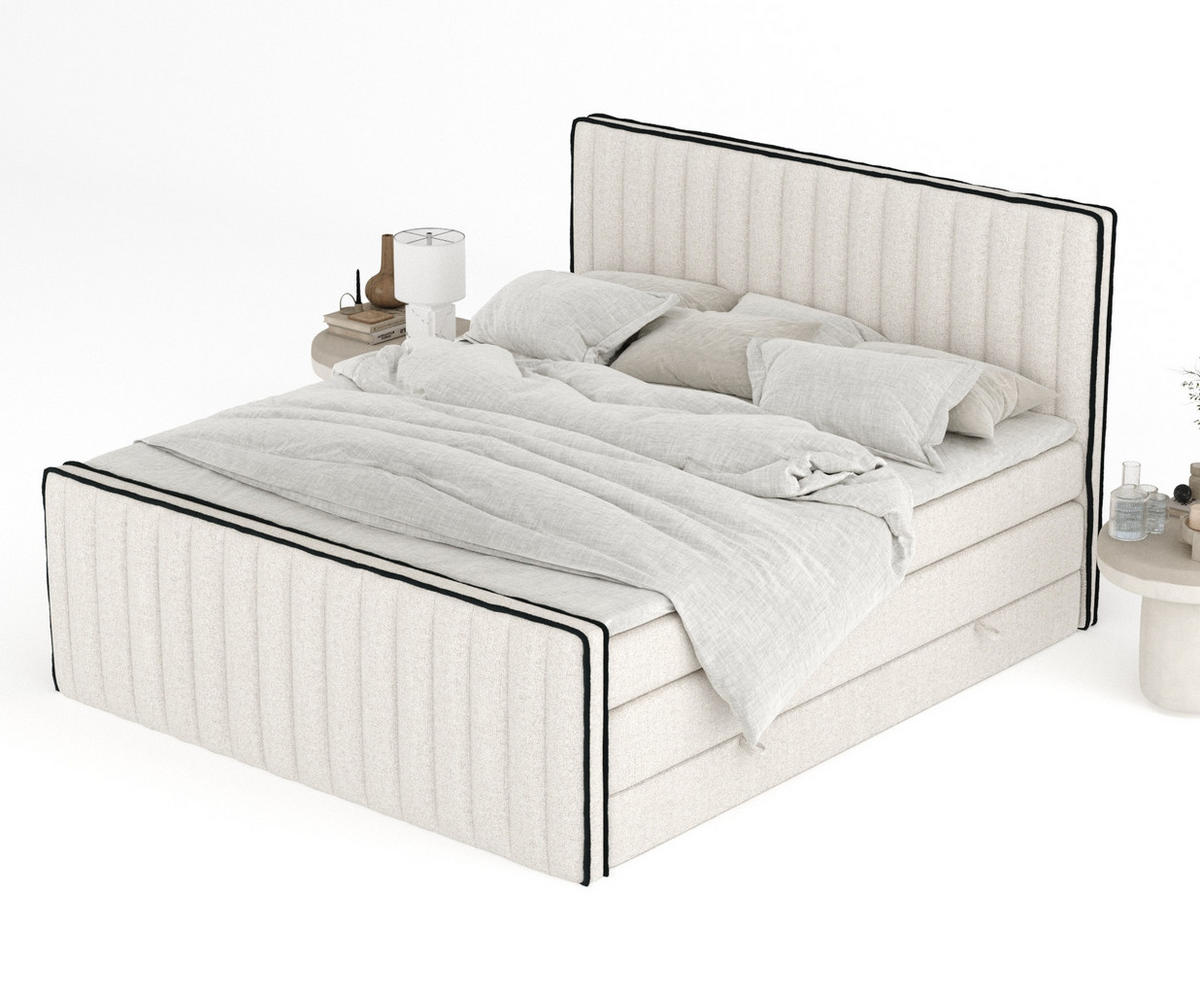 BOXSPRINGBETT Nocturne Beige 180/200 cm - Beige/Schwarz, Holz/Holzwerkstoff (180/200cm) - Maison de Reve