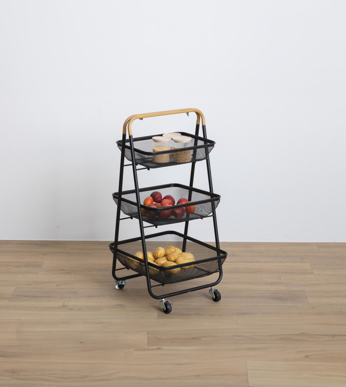 KÜCHENWAGEN 3 Körbe Mayaj Schwarz 48/41,5/86 cm - Schwarz, Metall (41.5/86/48cm) - 5five Simply Smart
