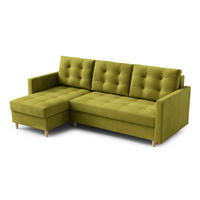 ECKSOFA DIVO Kronos L-förm, Schlaffunktion, elegantes Design, hochwertige Materialien, lose Rückenkissen, freistehend, LINKS 144x224x95 cm Yellow - Gelb, Holz/Textil (144/224cm) - DomoHome