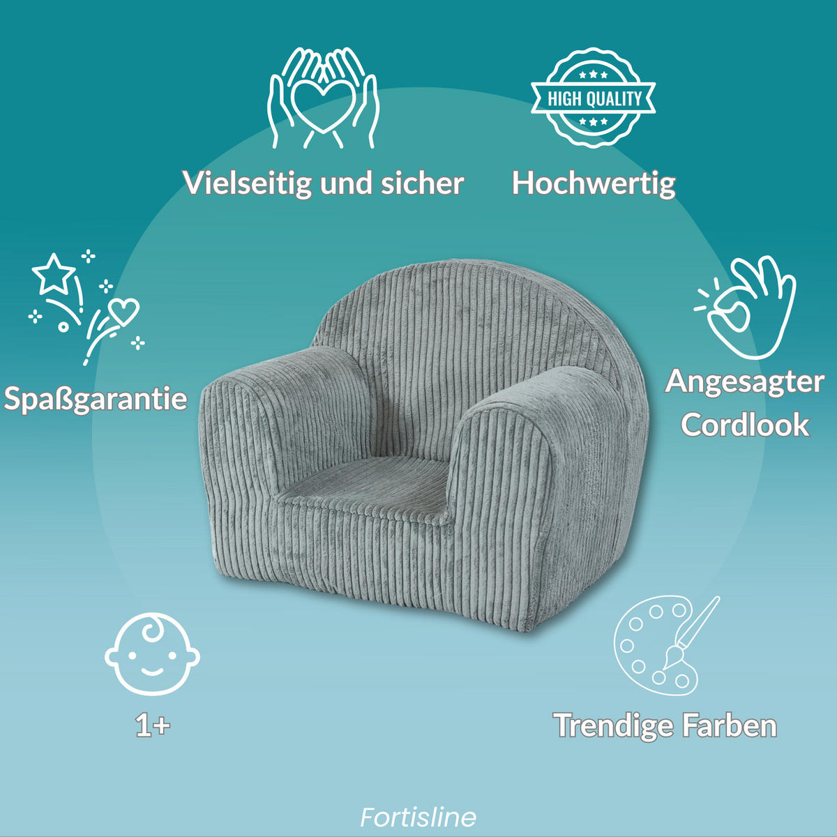 KINDERSESSEL MINI aus Kuschel-Cord in Altrosa - Altrosa, Textil (40/39/33cm) - Fortisline