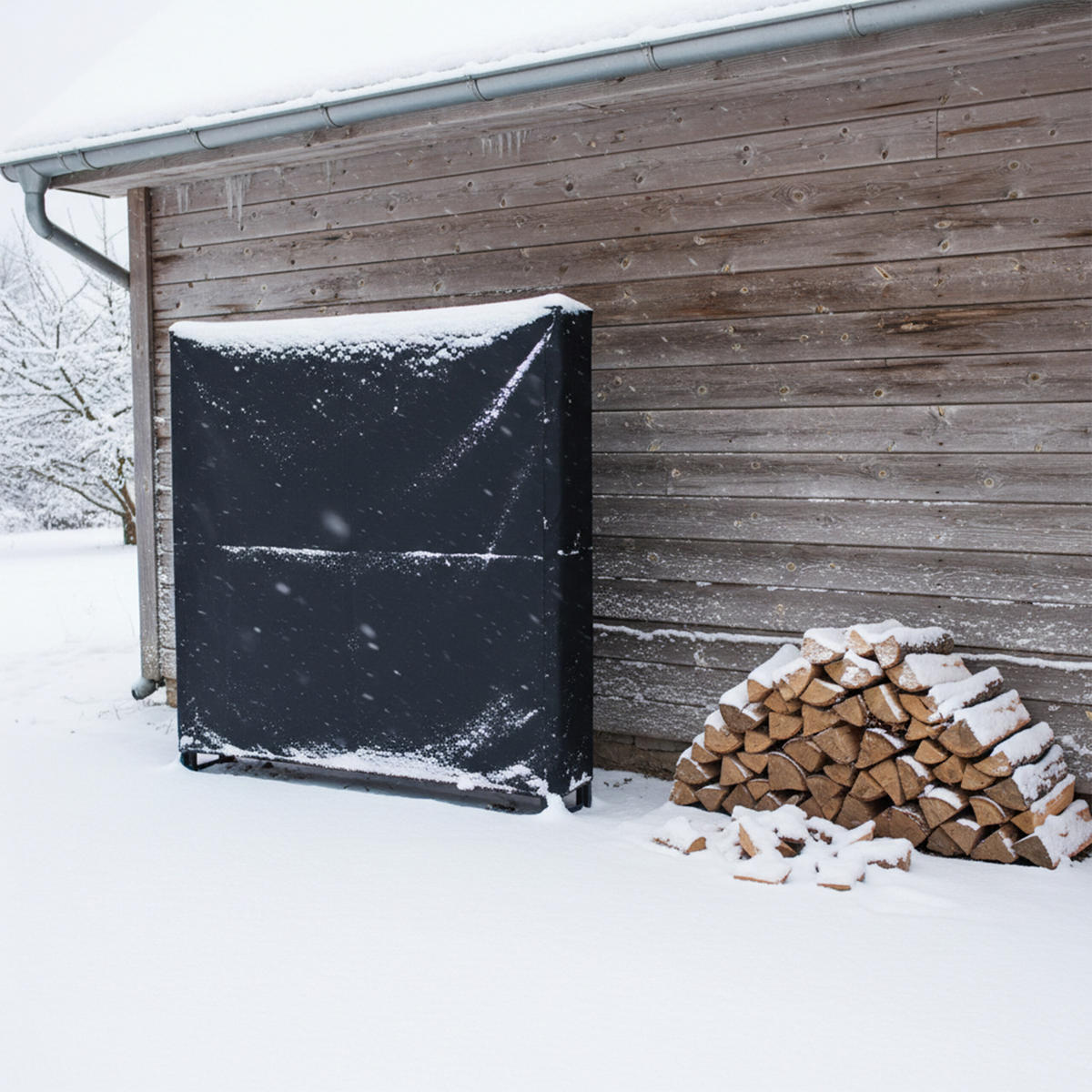 KAMINHOLZREGAL - Schwarz, Textil/Metall (110/110/29cm) - Relaxdays