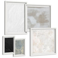 BILDER SET 5er Set - 50x50 cm & 20x30 cm & 40x60 cm Weißer Rahmen - Steintexturen - Weiß, Kunststoff (40/60cm) - TULUP