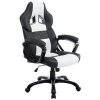 CHEFSESSEL Lederlook schwarz/weiß - Schwarz/Weiß, Kunststoff/Textil (65/114/70cm) - CLP