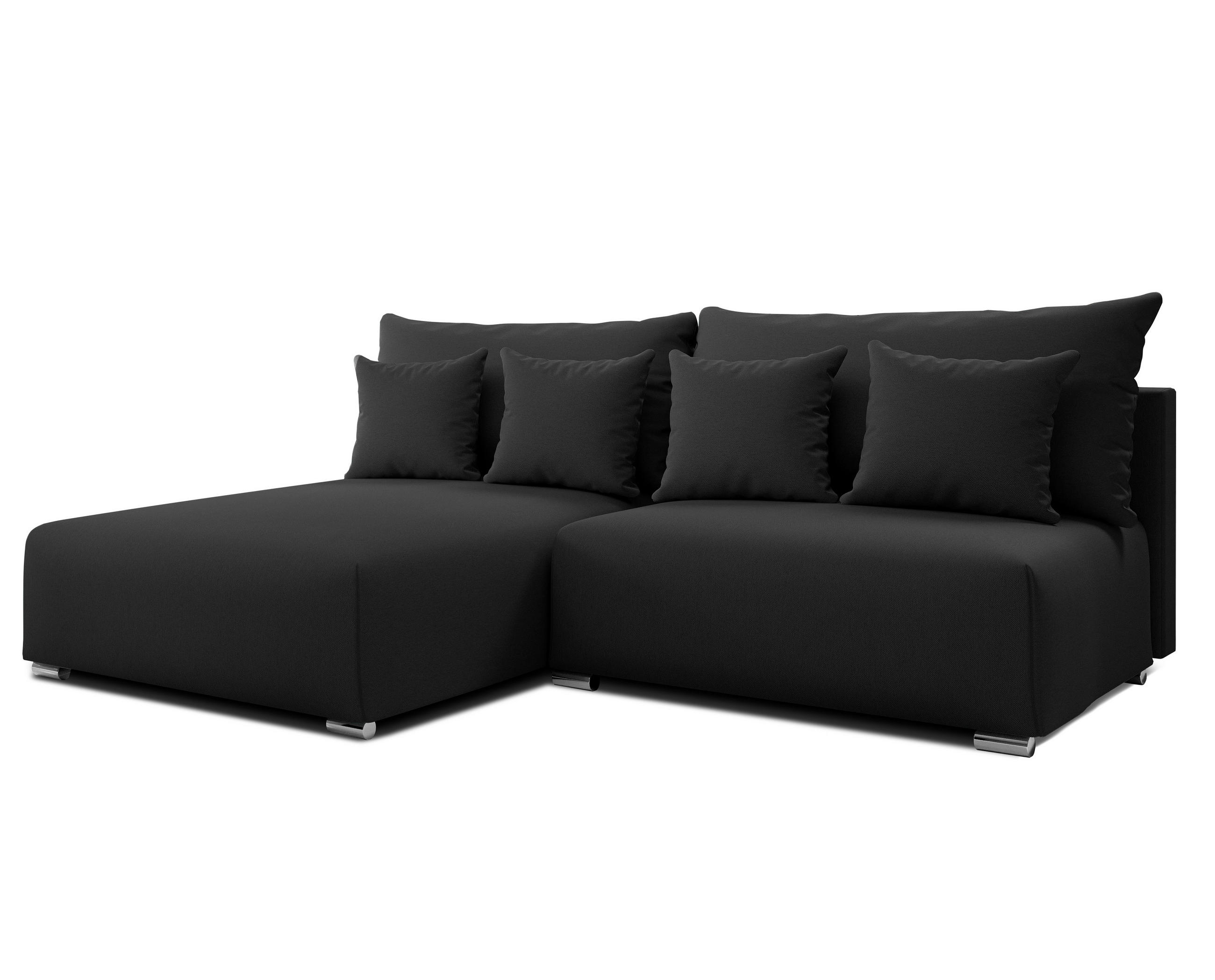 ECKSOFA L Form Ederra Dunkelgrau 208/190/91 cm – großes Sofa mit Schlaffunktion L - Dunkelgrau/Silberfarben, Textil/Metall (190/208cm) - AX Living