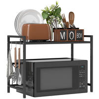 MIKROWELLENREGAL, Schwarz - Schwarz, Metall (32/47.5/64cm) - HOMCOM
