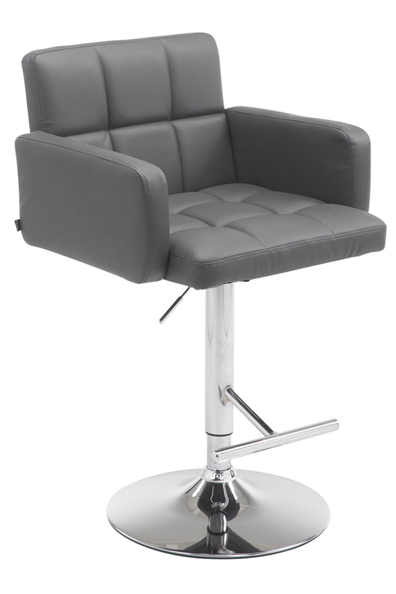 BARHOCKER Sutun Kunstleder Grau Silber - Grau, Leder/Metall (60/93/56cm) - DELUKE