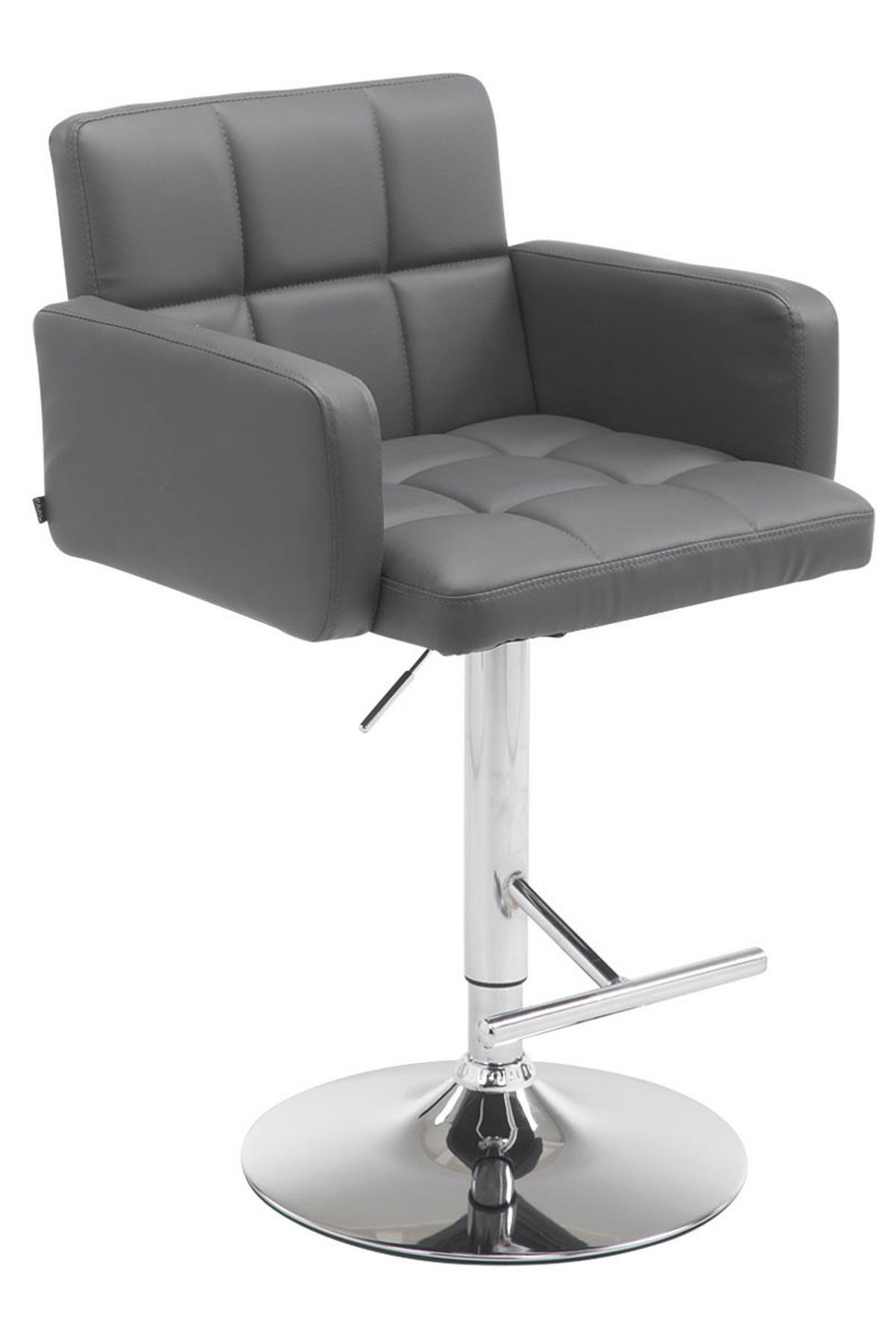 BARHOCKER Sutun Kunstleder Grau Silber - Grau, Leder/Metall (60/93/56cm) - DELUKE