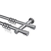 GARDINENSTANGEN-SET Platon Santo 320 cm (geteilt in 2 x 160 cm), 2-läufig, 20 mm Ø Chrom - Chromfarben, Metall (320cm) - INTERDECO