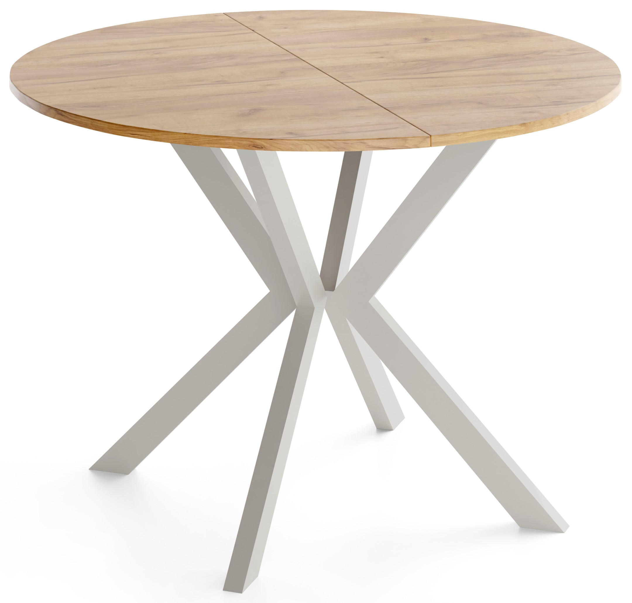 ESSTISCH Valio rund oval ausziehbar verlängerbar mit Metallbeinen in Kaschmir Grau, Eiche Braun 100-140/100/76 cm - Kaschmir/Beige, Holzwerkstoff/Metall (100/140/76cm) - WFL GROUP