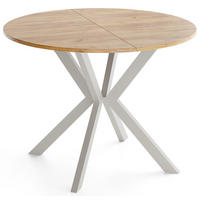 ESSTISCH Valio rund oval ausziehbar verlängerbar mit Metallbeinen in Kaschmir Grau, Eiche Braun 100-140/100/76 cm - Kaschmir/Beige, Holzwerkstoff/Metall (100/140/76cm) - WFL GROUP