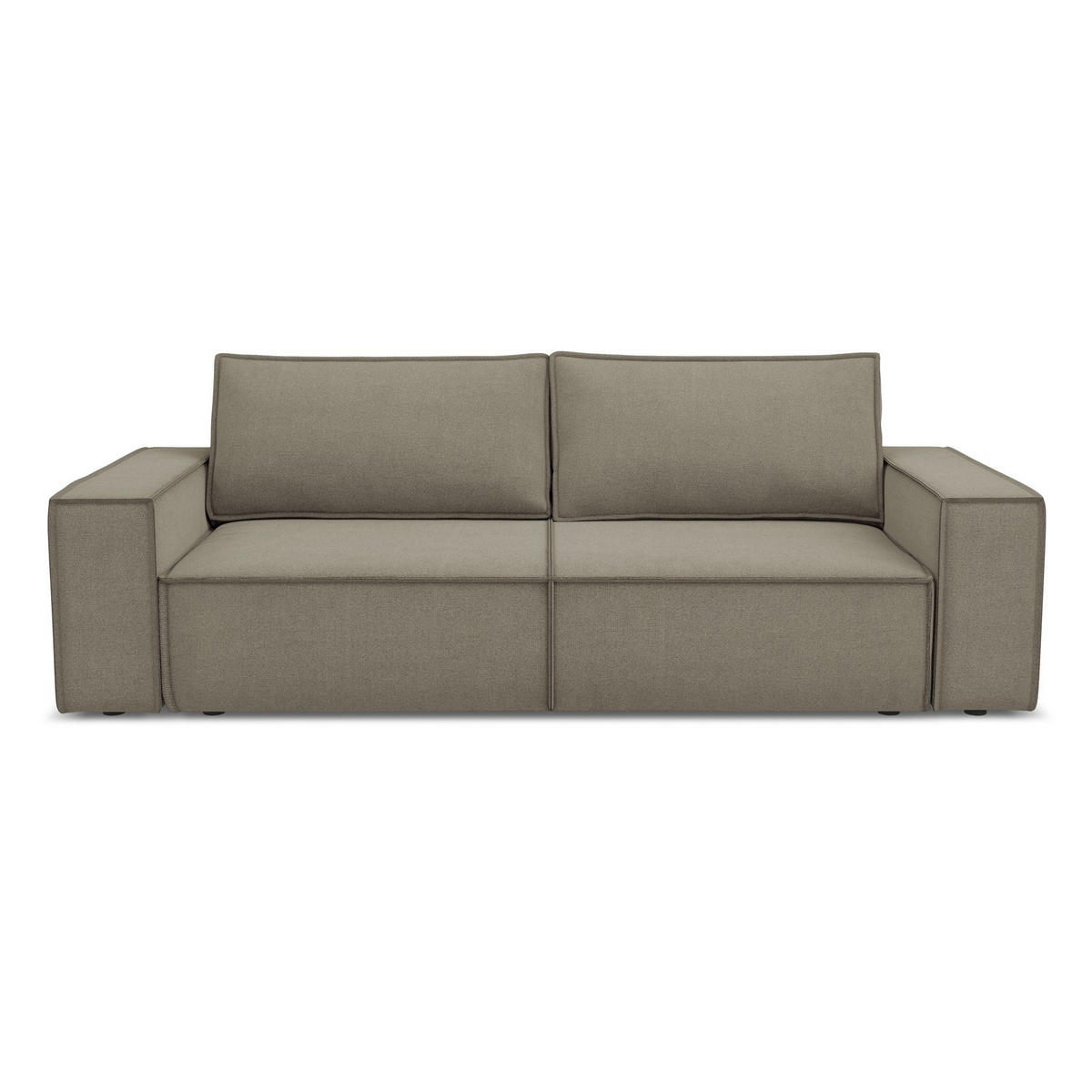 3-SITZER SOFA mit Schlaffunktion Strukturstoff Stoff Beige - Beige/Schwarz, Kunststoff/Textil (255/85/105cm) - LaMiaSofa