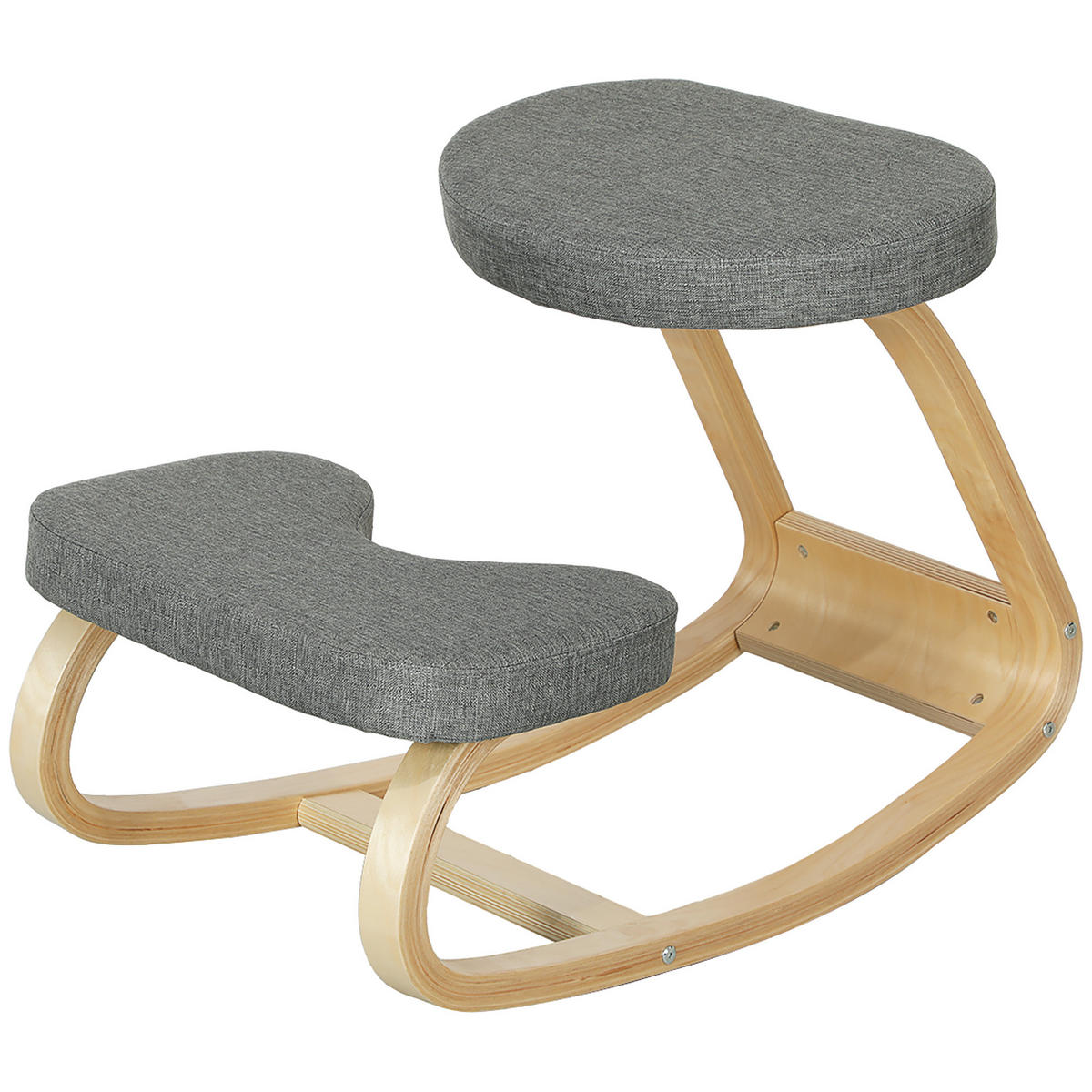KNIESITZ DE-11713 mit Holzgestell & Wippfunktion Grau - Grau, Holz (50/55/73cm) - ComfortXL
