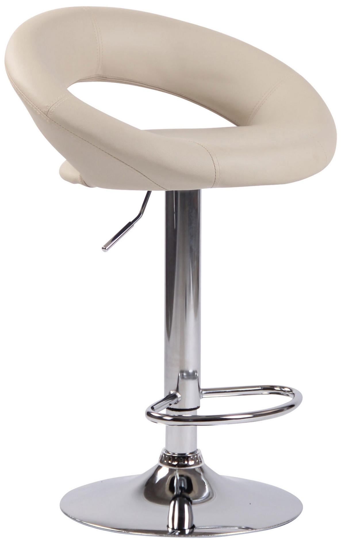 BARHOCKER Olin, Gestell Metall in Chromoptik, Kunstleder Creme - Chromfarben/Creme, Kunststoff/Textil (53/100/47cm) - TPFLiving