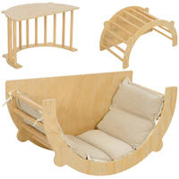 2 in 1 Klettergerüst Set, Kletterbogen zum Schaukeln und Klettern, Naturholz - Naturfarben, Holzwerkstoff (52/50/90cm) - AIYAPLAY