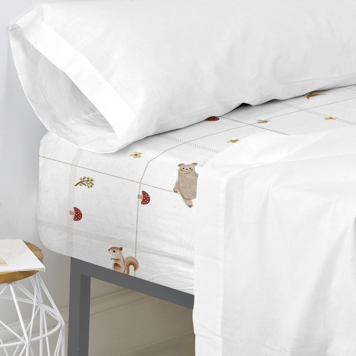 SPANNBETTTUCH woods animals 90x200x32 cm mehrfarbig - Multicolor, Textil (90/200cm) - Happy Friday