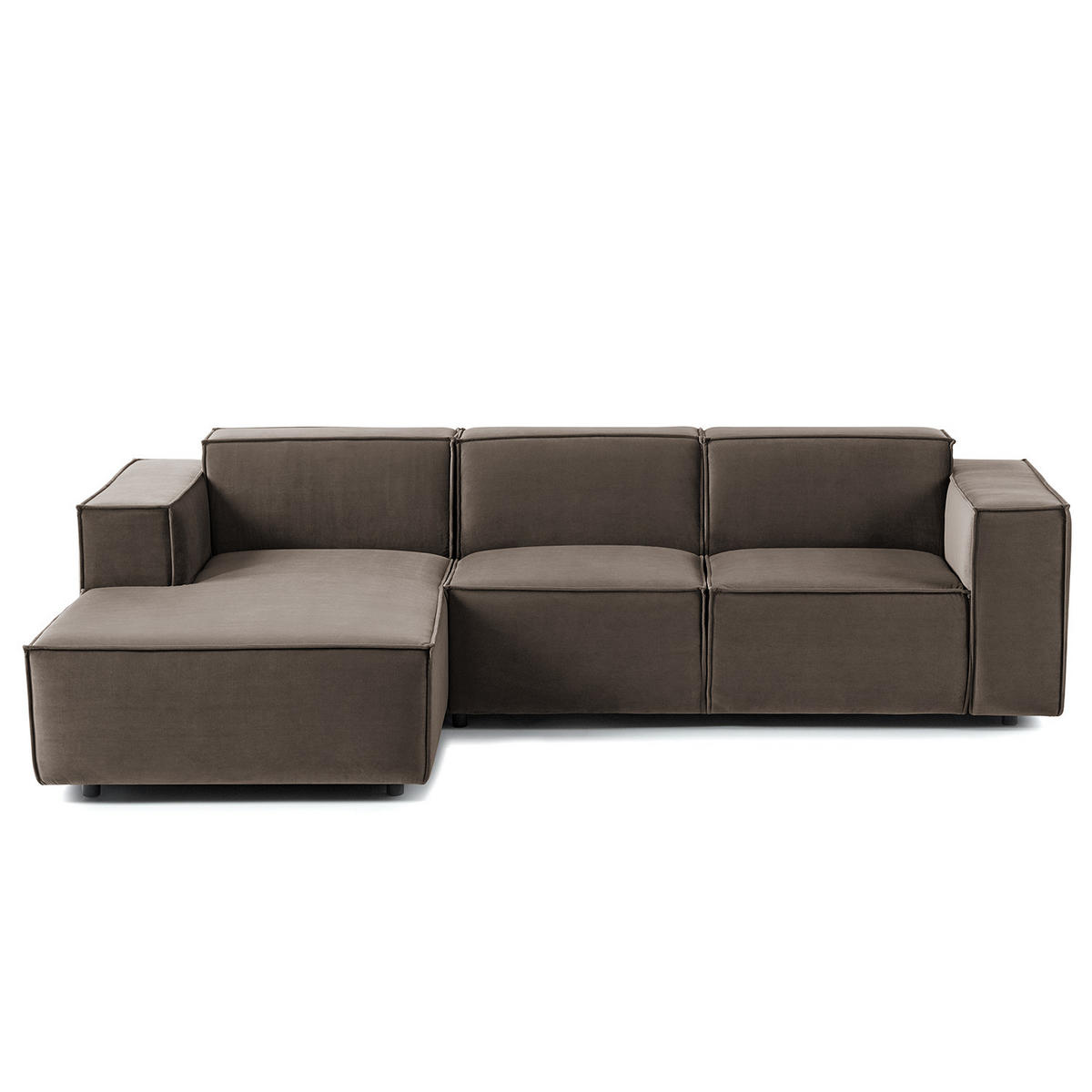ECKSOFA mit Longchair - Taupe/Schwarz, Kunststoff/Textil (260/177cm) - home24